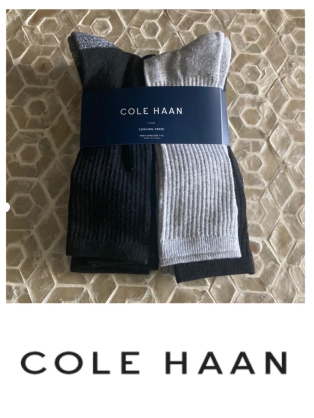 NEW!  Cole Haan Assorted 6-Pack Cushioned Crew Socks